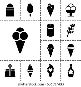Flavor icon. set of 13 filled flavoricons such as deel, pepper, ice cream