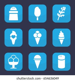 Flavor icon. set of 9 filled flavor icons such as deel, pepper