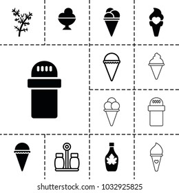 Flavor icons. set of 13 editable filled and outline flavor icons such as ice cream, maple syrup, pepper