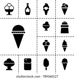 Flavor icons. set of 13 editable filled flavor icons such as ice cream, pepper