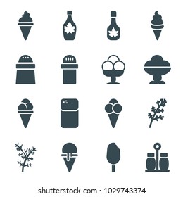 Flavor icons. set of 16 editable filled flavor icons such as deel, ice cream, pepper