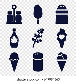 Flavor icons set. set of 9 flavor filled icons such as deel, pepper, ice cream