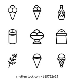 Flavor icons set. set of 9 flavor outline icons such as deel, pepper, ice cream