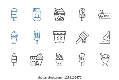 flavor icons set. Collection of flavor with sorbet, popsicle, ice cream, honey. Editable and scalable flavor icons.