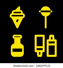 flavor icons set with lollipop, sauce and sauces vector set