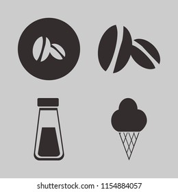 flavor vector icons set. with coffee beans, salt shaker and ice cream in set