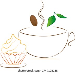 flavored coffee with sweet cake