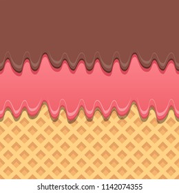 Flavored Cream Melted on Wafer Background : Vector Illustration