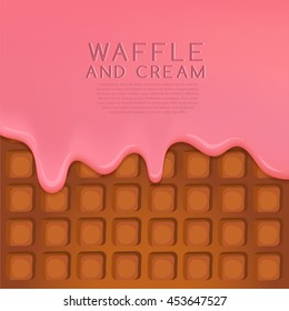 Flavored Cream Melted on Wafer  Background : Vector Illustration