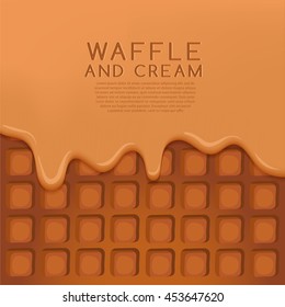 Flavored Cream Melted on Wafer  Background : Vector Illustration