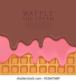 Flavored Cream Melted on Wafer  Background : Vector Illustration