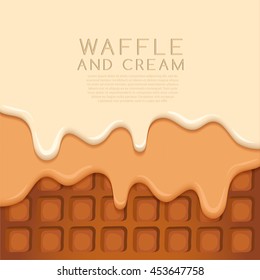 Flavored Cream Melted on Wafer  Background : Vector Illustration