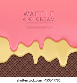 Flavored Cream Melted on Wafer  Background : Vector Illustration