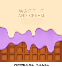 Flavored Cream Melted on Wafer  Background : Vector Illustration