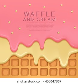 Flavored Cream Melted on Wafer  Background : Vector Illustration