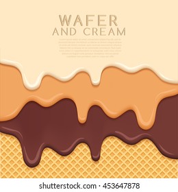 Flavored Cream Melted on Wafer  Background : Vector Illustration