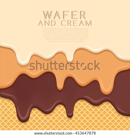 Flavored Cream Melted on Wafer  Background : Vector Illustration