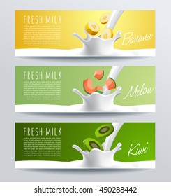 Flavored Creamy Milk Banner Template : Vector Illustration