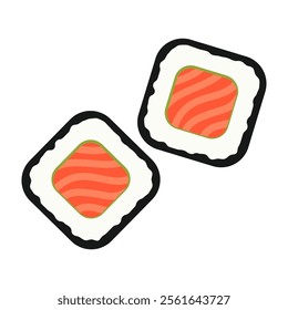 Flavorful sushi combinations with traditional Japanese accompaniments. Vector flat Illustration