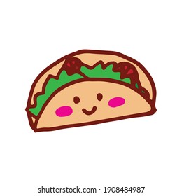 Flavorful Taco Celebration: Vector depiction of a lively taco, perfect for adding a festive and flavorful touch to your designs. Spice up your projects with this cheerful and tasty icon