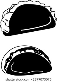 A flavorful vector illustration featuring two delicious tacos. Perfect for adding a touch of Mexican culinary flair to your designs.