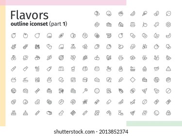 Flavors outline icons for web, mobile apps, print projects. Was created with grids and masks for pixel perfect.