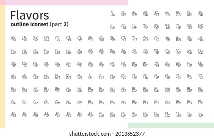 Flavors outline icons for web, mobile apps, print projects. Was created with grids and masks for pixel perfect.