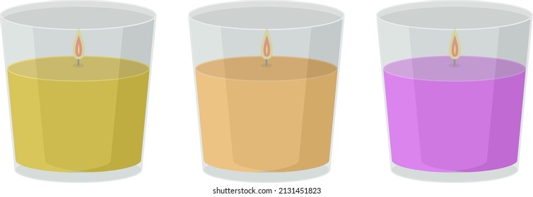 Flavoured candles, illustration, vector on a white background.
