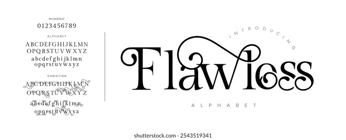 Flawless tipografia beleza moda elegante minimalista serif italic fontes decorativo casamento vintage retro logos. Logotipo de fonte de luxo mínimo alfabeto. Ilustração vetorial