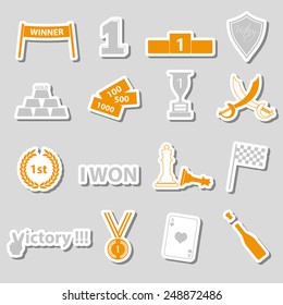 flawless victory symbols set of color stickers eps10