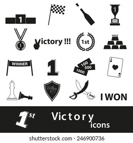 flawless victory symbols set of icons eps10