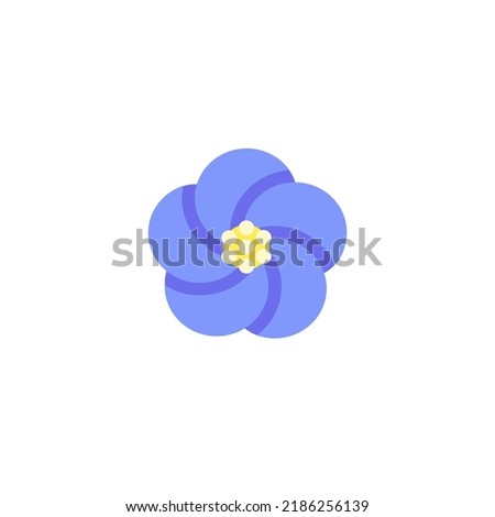Flax flower color icon. Five petal flower vector flat illustration isolated on white background.