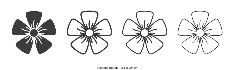 Flax flower icon flat and linear vector illustration on white background.