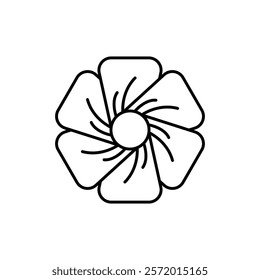 Flax flower icon in liner stroke style