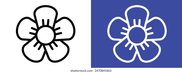 Flax flower icon logo set vector