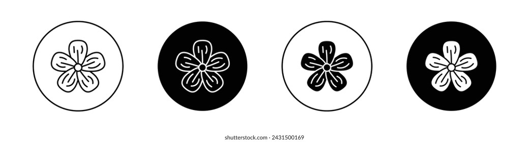 Flax Flower Icon Set. Flaxseed Seed Linseed Vector Symbol in a Black Filled and Outlined Style. Natural florist Linen seed Sign.