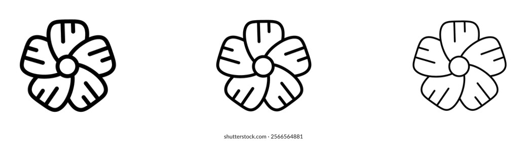 Flax flower icon in tree different line stroke sizes.