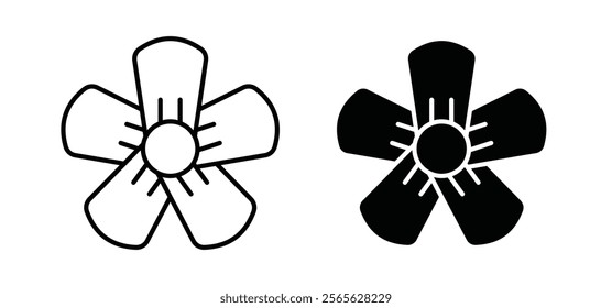 Flax flower icons in black and white colors