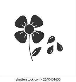 Flax flower and seed glyph icon. Superfood. Organic healthy energetic food for balanced nutrition. Detox and weight loss supplements.Filled flat sign. Isolated silhouette vector illustration