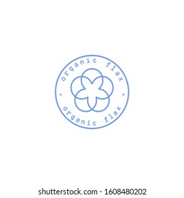 Flax. Logo. Isolated rubber stamp on white background. Organic flax