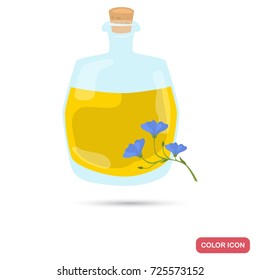Flax oil bottle color flat icon