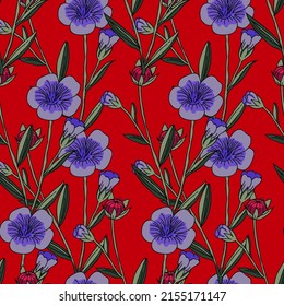 Flax pattern. Aquarelle wild flower for background, texture, wrapper pattern.