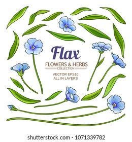 flax plant elements vector set