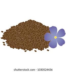 Flax seed and flower. Vector