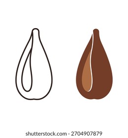 Contorno de semente de linho e ilustração de vetor de cor isolados em