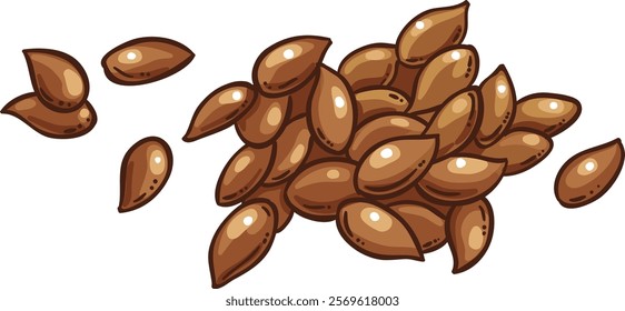 Flax Seeds Colored Detailed Illustration.  Vector isolated for design or decoration.