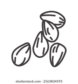 Flax Seeds Icon Depicting Tiny Seeds in Black and White