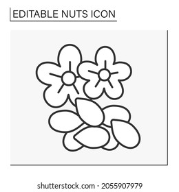  Flax seeds line icon. Health benefits. Raw and boiled natural healthy ingredient. Nuts concept. Isolated vector illustration. Editable stroke