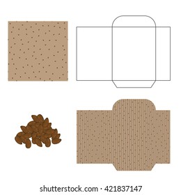 Flax seeds packaging design kit. Recycled paper pack template. Pile of flax seeds and pattern for wrap. - Shutterstock ID 421837147