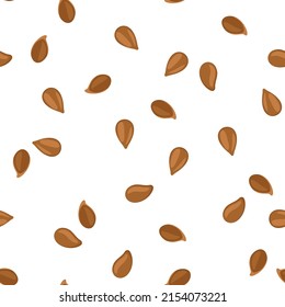 Flax seeds seamless pattern. Food vector background.